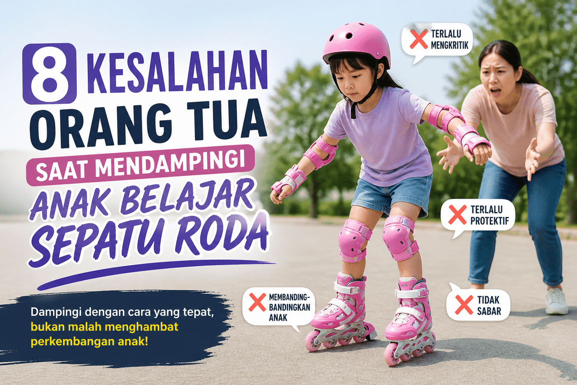 8 Kesalahan Orang Tua Saat Mendampingi Anak Belajar Sepatu Roda