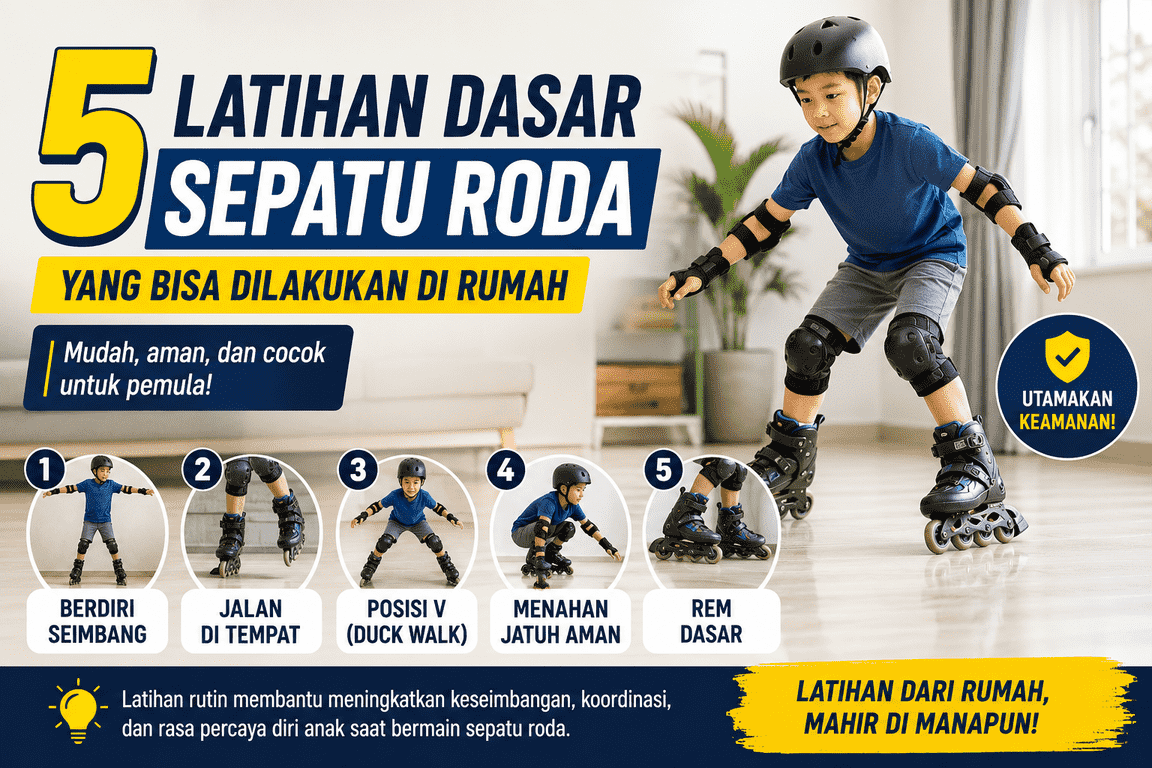 5 Latihan Dasar Sepatu Roda yang Bisa Dilakukan di Rumah